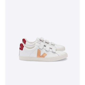 Veja 3-LOCK LEATHER Tenisky Damske White/Red | SK 607RVD